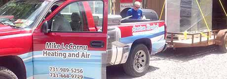 The Mike LeCornu Heating & Air company truck, ready to assist a Henderson TN customer with AC repair