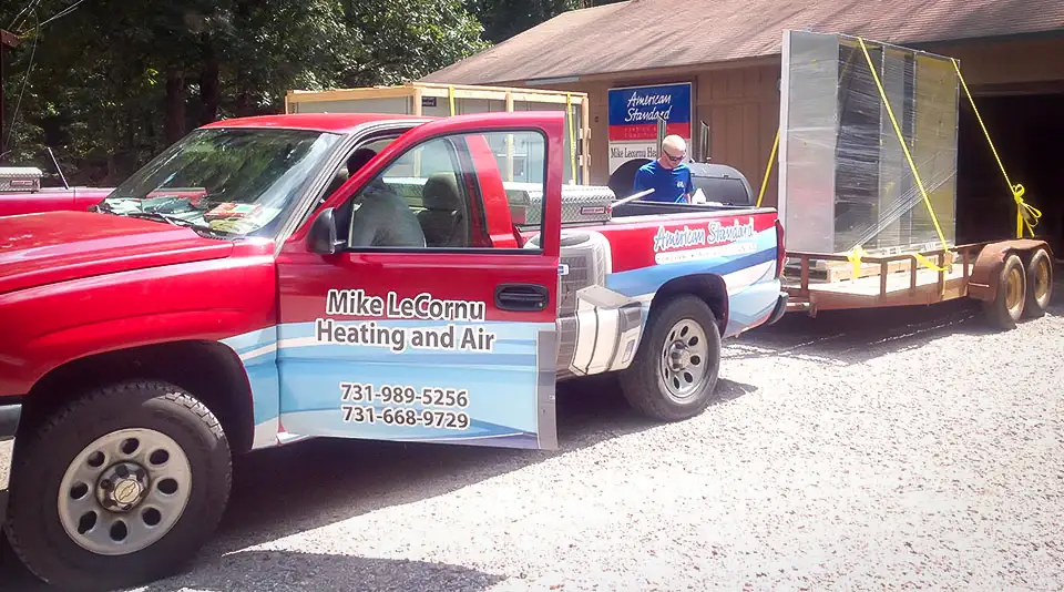 Mike LeCornu technician prepares to go to work on a customer's home HVAC system